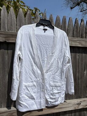 Talbots Plus X white cotton cardigan! NWOT!